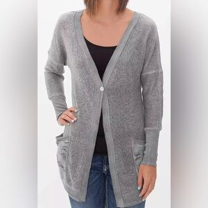 White Crow-Grey Women’s Long Sleeve Half Open Front Cardigan Jacket Size Medium